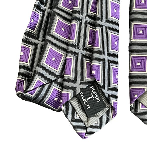 Robert Talbott Best Of Class Purple Square Design Silk Tie - Picture 5 of 6